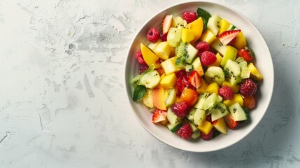 Vibrant Fruit Salad Bowl in Sunlight