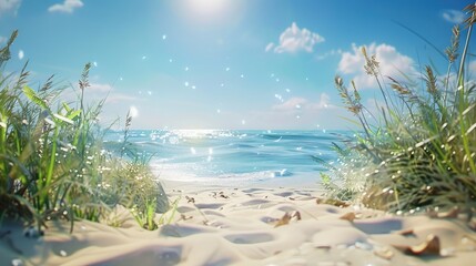 premium summery beach background  - obrazy, fototapety, plakaty