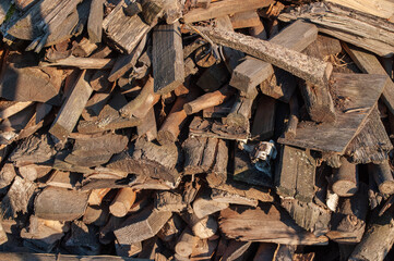 Background of old dirty firewood stack