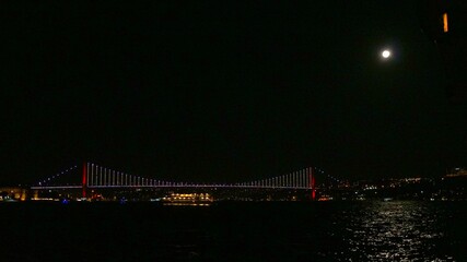 bosphorus bridge and full moon