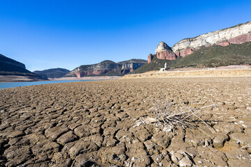 Lack water Sau Reservoir. The swamp is at very low water levels due to lack of rain....