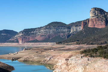 Lack water Sau Reservoir. The swamp is at very low water levels due to lack of rain....