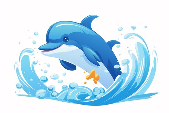 a cartoon dolphin jumping out of water