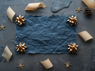 Geschenke Box zum Basteln in schwarz mit goldener Schleife Nahaufnahme, ai generativ