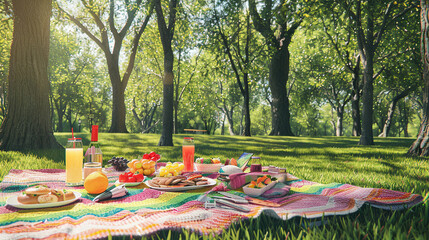 Aerial View of Picnic Blanket in Park