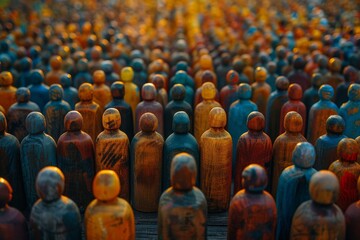 A vivid image showcasing a multicolored crowd of small figurines, emphasizing diversity and togetherness