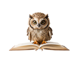 baby owl with book