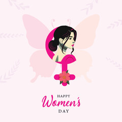 Women's day | 8 march, for background design with 8th, March, International, women's day poster, post, with beautiful woman silhouette and | happy, International Women’s day | Light Background