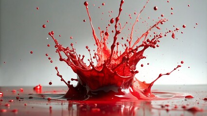 Vibrant Red Paint Splash Stain