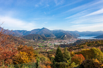 panorama of the mountains surrounding Lake Iseo seen from Gandosso, in the province of Bergamo