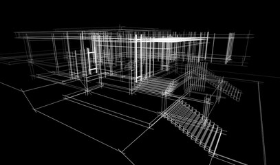 Modern house architectural 3d rendering