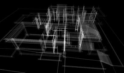 Modern house architectural 3d rendering