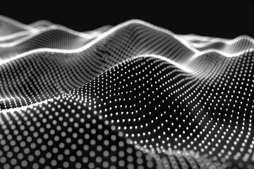 Futuristic abstract mesh. Wave with the connection of dots and lines. 3D rendering