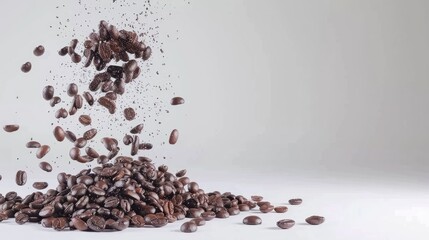 Obraz na płótnie Canvas Cascade of Coffee Beans in the Air