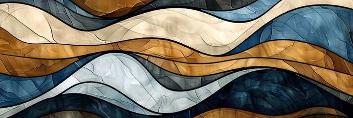 Natural watercolor digital art  with colorful curves style.