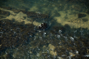 High-angle view of the flowing river