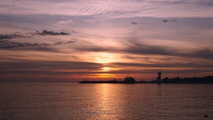 magnificent sunset in the sea