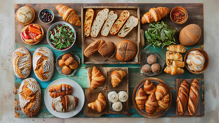 Assortment of Various Bread and Pastries