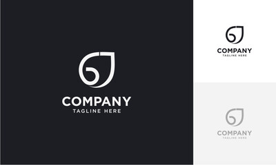 Abstract Initial Letter GJ and leaf Logo
