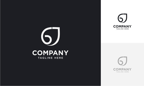 Abstract Initial Letter GJ and leaf Logo