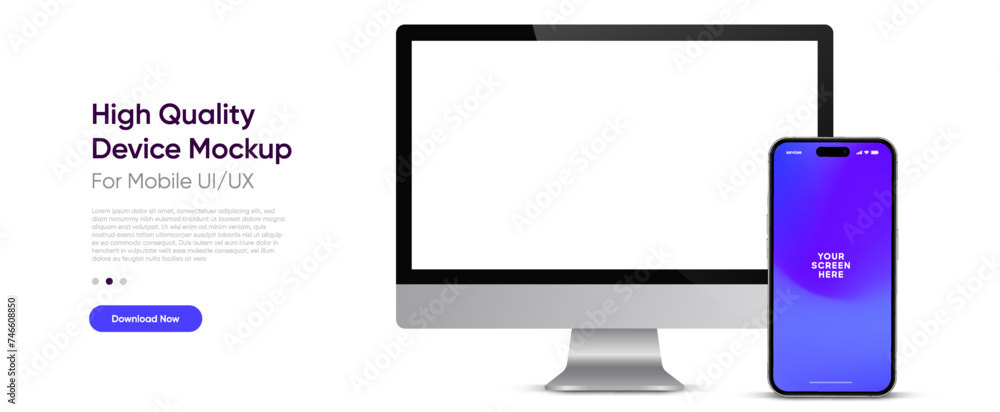 Aufkleber 3d high quality realistic device mockup. computer monitors, laptops, tablets and mobile phones. elec