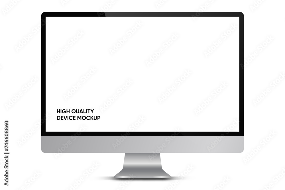 Poster 3d high quality realistic device mockup. computer monitors, laptops, tablets and mobile phones. elec