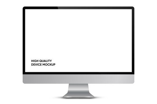 3d high quality realistic device mockup. Computer monitors, laptops, tablets and mobile phones. Electronic gadgets isolated on white background for ui ux, presentation, mobile apps