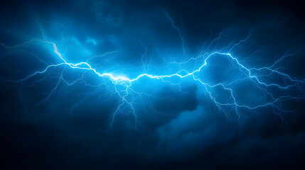High voltage electric current glows neon blue on a dark background.