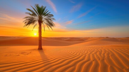 Palm Tree Standing in Desert Landscape