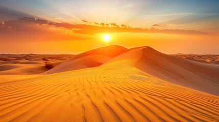 Setting Sun Over Sand Dunes