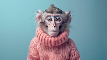 Surprised Monkey in Pink Sweater
