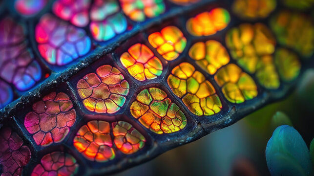 Microscopic View of Colorful Reptile Skin Cells