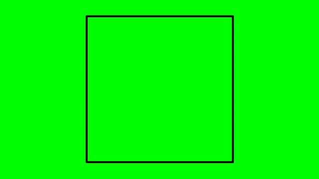video animation square shape drawing outline, on a green chroma key background