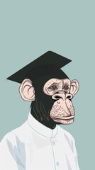 Monkey Wearing Graduation Cap
