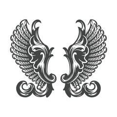 Monochrome wings for tattoo or mascot vector