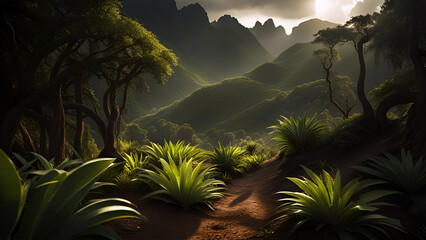 Beautiful tropical jungle landscape.
