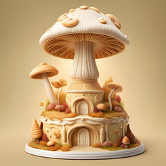 Cake shaped like a mushroom