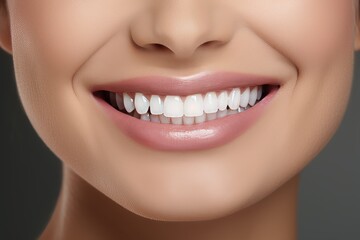 Close-up of a person confidently smiling with bright, flawless white teeth veneers for perfect smile