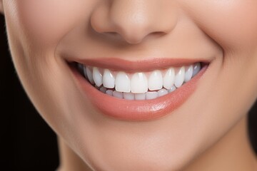 Fototapeta premium Confident person smiling with bright white dental veneers for perfect oral health