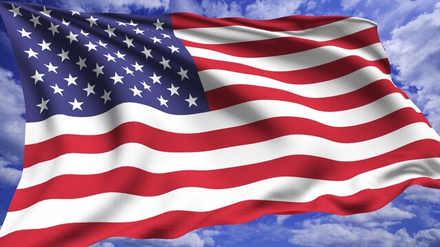 Digitally Generated American Flag Waving in the Wind - 4K Ultra HD Image