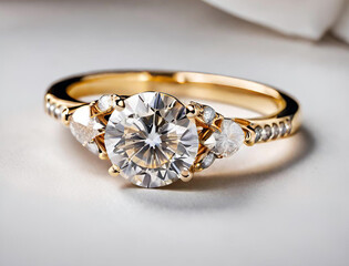 Closeup of beautiful elegant gold engagement ring
