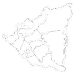 Nicaragua map. Map of Nicaragua in administrative provinces in white color
