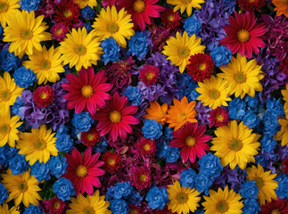 Vibrant selection of assorted flowers creating a mesmerizing natural pattern - 746615673