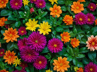 Colorful assortment of garden flowers