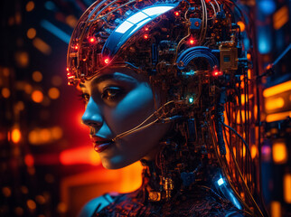 Artificial Intelligence in cyberpunk woman - 746615683