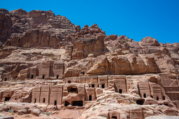 Tombs and dramatic landscape in Petra, Jordan