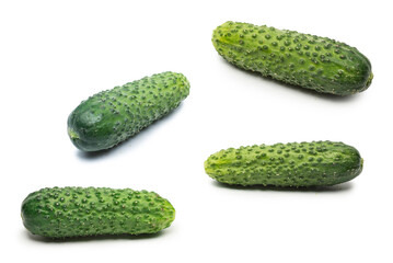 Fresh green cucomber isolated on white background.