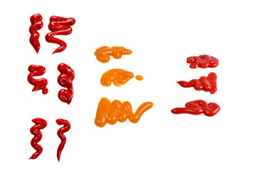 Ketchup splashes isolated on white background.