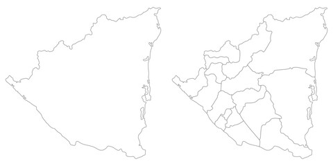 Fototapeta premium Nicaragua map. Map of Nicaragua in white set