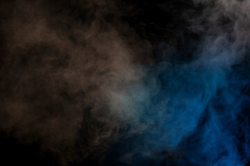 Blue and yellow steam on a black background.